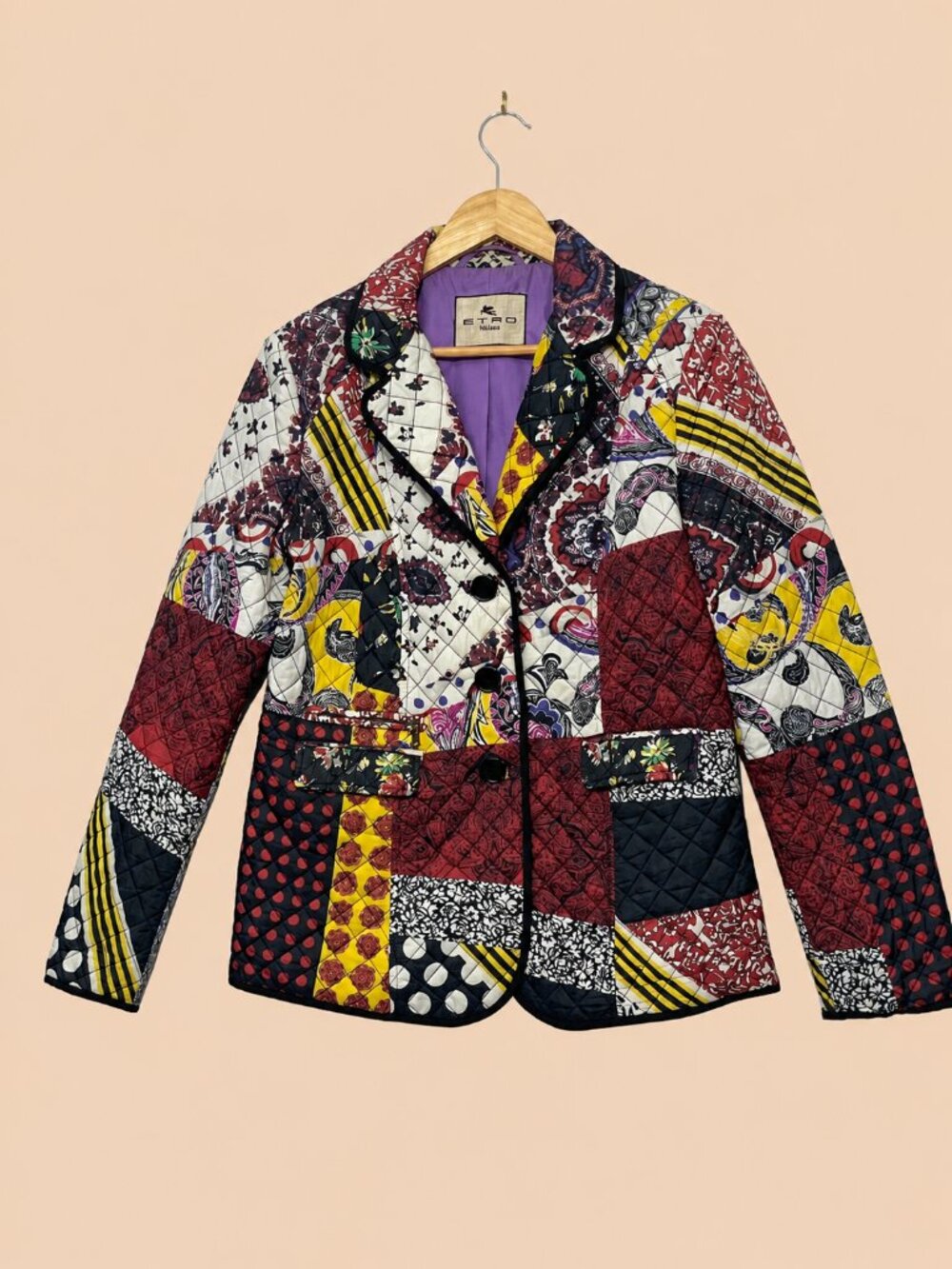 ETRO Milano Patchwork Autumn Spring Quilted Jacket IT46 Size